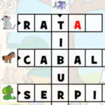 Crucigrama de animales en español para niños