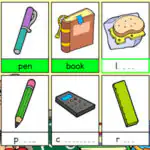 Deletreo en Inglés: palabras del material escolar