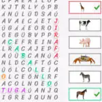 Sopa de letras de animales para niños