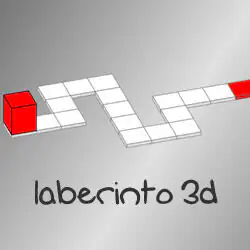 Cubo rojo sobre un tablero gris con casillas en forma de L, ilustración del juego Laberinto 3D.