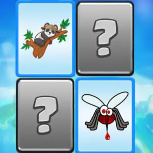 Tablero de cartas boca abajo con dibujos de animales para jugar al solitario memoria.